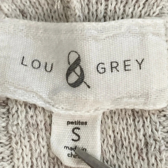 Lou & Grey Cream Knit Preppy Marled Textured V-Neck Coquette Pullover Sweater S - Picture 6 of 8